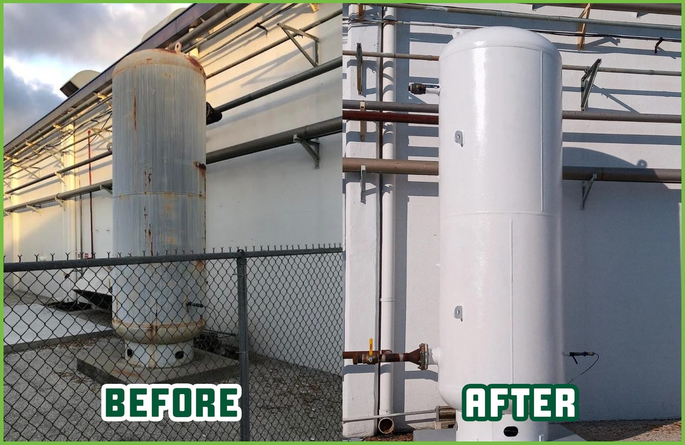 Boiler painting: before and after, by a Kelly crew