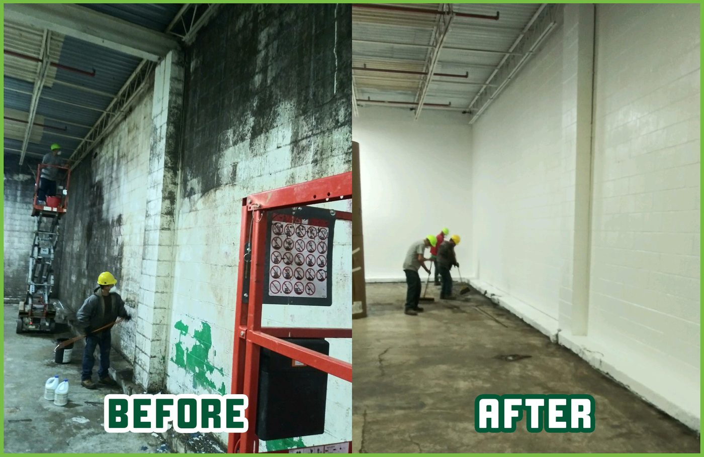 Facility cleaning: the same area before and after a Kelly crew worked on it