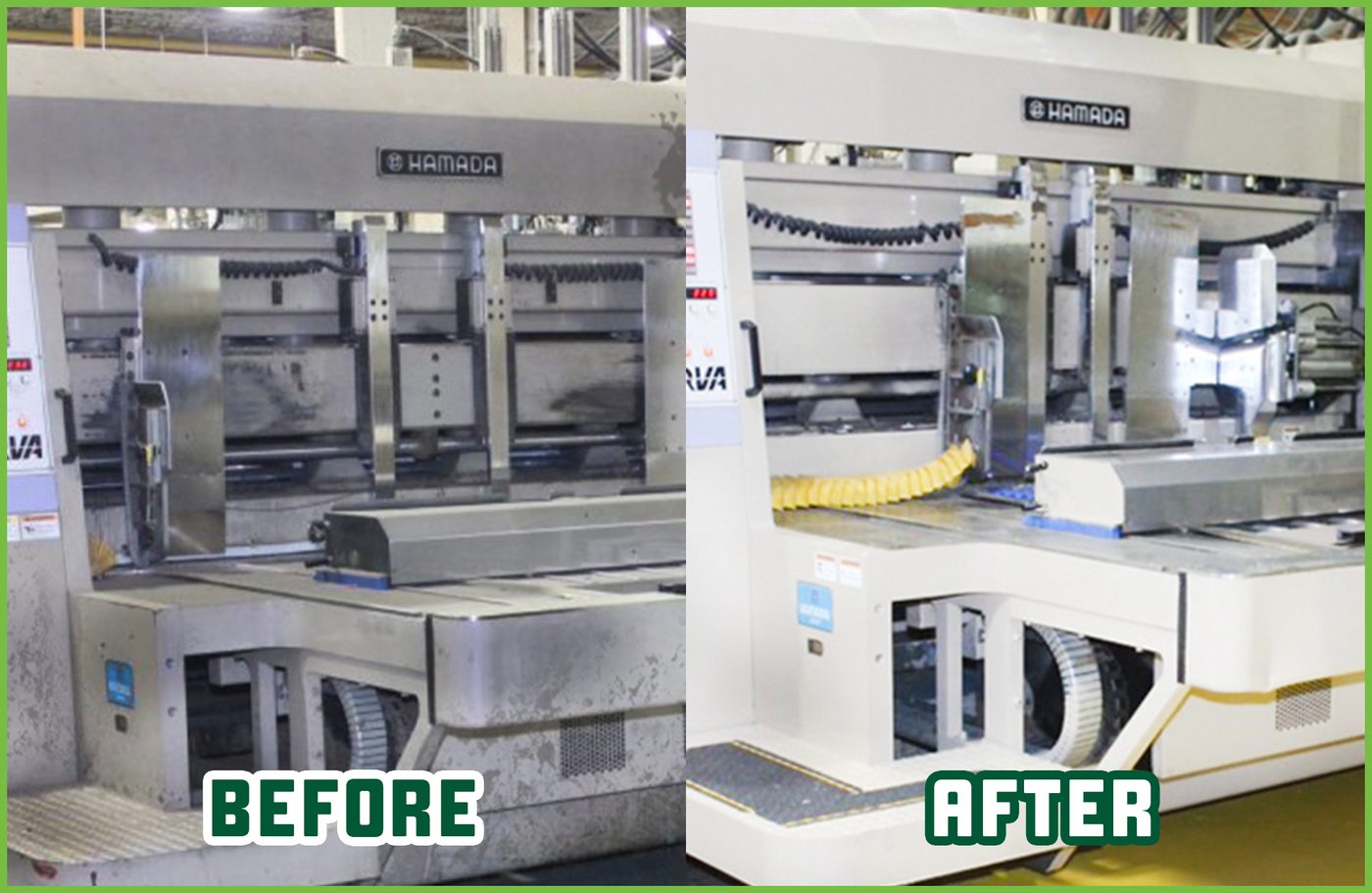 Machinery cleaning: before and after, by a Kelly crew
